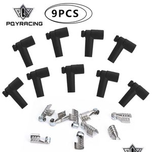 PQY- 9 PCS /セットHEIスタイルディストリビューターエンドスパークプラグワイヤーラバーブーツステンレス鋼のエンドPQY-SSC02ドロップ配信