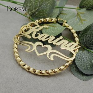 Hoop Huggie DOREMI 30/50/70/90MM Custom Name Earrings Big Hoops Earrings Stainless Hip Hop Style Earrings Custom Earrings for Women Gift 231016