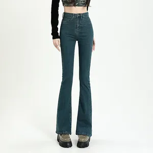 Kvinnors jeans höga midja smal stretch sommar retro denim bomull enkla design byxor koreanska streetwear byxor