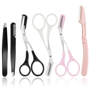 Sobrancelha trimmer sobrancelhas trimmer pinças tesoura com pente para sobrancelhas ferramentas de maquiagem acessórios remoção do cabelo barbeador conjuntos kit beleza 231016