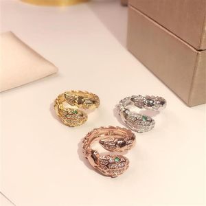 Yeni desen Yılan Yüzüğü Altın Klasik Moda Partisi Takı Kadınlar için Gül Altın Düğün Lüks Yılan Açık Boyut Yüzükleri Shipp248a