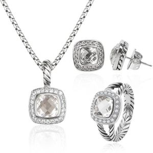 Cavo orecchini anello gioielli set diamanti ciondolo e orecchini set donne di lusso Gifts258Y