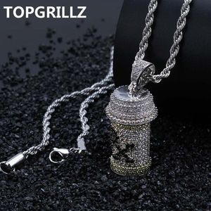 Collar con colgante de botella de medicina desmontable TOPGRILLZ Hip Hop, joyería para hombre, collares de circonita cúbica de Color dorado y plateado, regalos 272K