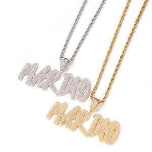 Custom Name Necklace Brush Letters Pendant Iced Out Letters Pendants for Men Women Personalised Gift259B