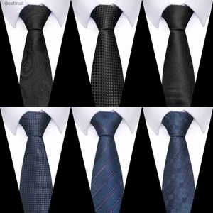 Neck Ties 100% Silk Brand Ties Men New Style Wholesale Jacquard Silk 8 cm Necktie Suit Accessories Solid Black Fit Business WorkplaceL231017