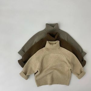 Cardigan Milancel Kids Sweaters Boys Knit Pullover Solid Girls Turtleneck Sweater Knit Wear 231016