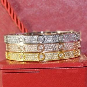2021 Nowe luksusowe trzy rzędy pełne ćwiczenia tytanowe złote srebrne mankiet dla kobiet mężczyzn biżuteria bransoletki prezenty z torbą2762