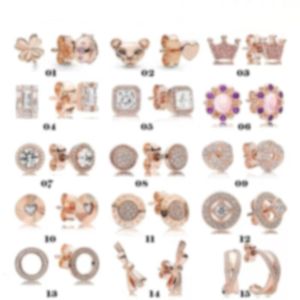Ohrringe aus 925er-Sterlingsilber, Roségold, Ohrringe der ewigen eleganten Serie, Vermiculit-Kronenohrringe