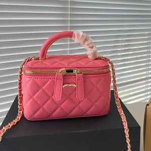 Kobiety mini kosmetyczna torba z tym samym kolorem klasyczny złoty sprzęt luksusowy projektant portfel crossbody torebka mini moneta z lustrem fanny walizka 16 cm