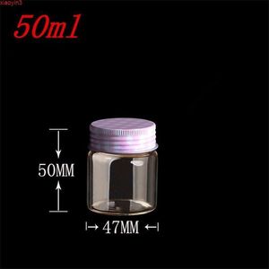47*50*34mm 50ml Glass Bottles Aluminium Screw Cap Silicone Stopper Sealing up Empty Jars Containers 12pcshigh qualtity Abqjf Aqddn
