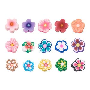 200st Set Mixed Flowers Polymer Clay Cabochons Inga hål Lösa pärlor för DIY -handgjorda smycken som gör scrapbooking dekoration2449