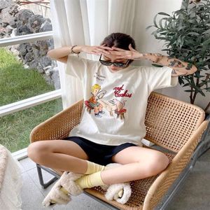 Ss21 Summer fashion outdoor ladies short-sleeved t shirt loose and comfortable cotton street dance printed design341S