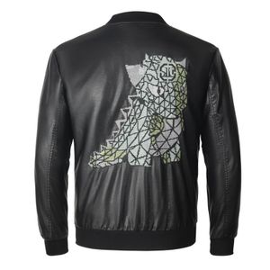 PLEIN BEAR зима-осень мужское пальто куртка тонкая искусственная кожа мотоциклетные куртки из искусственной кожи с длинными рукавами верхняя одежда пальто 841618