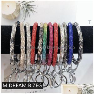 Schlüsselanhänger Schlüsselanhänger Bliing Bling Diamant Armband Schlüsselanhänger Party Geschenk Armreif Ring Strass Armband Mädchen Handgelenkschlaufe Drop Lieferung J Dhlx6