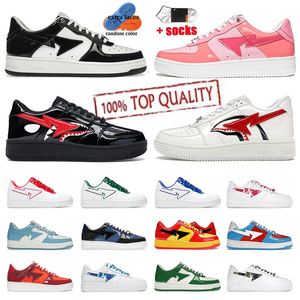 Bapestar Men Women Luxurys Designer Shoes Plate-forme Shark Black White Pink Suede Blue Green Womens Mens Shoes Trainers Sports Sneakers