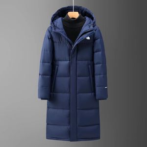 2024 Stil berühmte Designer Herren verlängern Herren Daunen Co-Branding Jacke North Winter Kapuzenmantel Jacken Outdoor Herrenbekleidung winddicht S-2XL blau