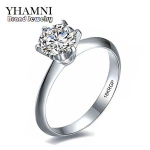 YHAMNI Gioielleria Raffinata Hanno Timbro 18KRGP Anelli in Oro Originali Set SONA 6mm 1 Carato CZ Zircone Anelli di Nozze con Diamanti per Le Donne RS018154Z