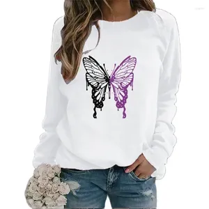 Women's Hoodies Europe And The United States Fashion Color Butterfly Figures Trend Crewneck Hoodie Autumn Printed Blazer Sweatshirts