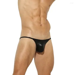 Underpants Glossy Patent Leather Underwear Men Wet Look Exotic Lingerie Stage Show Night Clubwear Bugle Pouch Swim Briefs