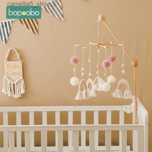 Mobiles # recém-nascidos berço cama sino dos desenhos animados arco-íris forma brinquedo bebê chocalho brinquedo 0-12 meses musical móvel criança chocalho carrossel para presente do miúdo q231017