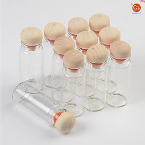 Transparent Glass Jars with Hardwood 12ml Empty Bottles Containers for Gift Jewelry Packaging 100pcsgood qty Ejtvr