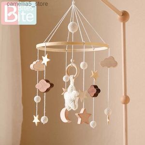 Mobiles# Baby Rattles Crib Bed Wood Bell Toys 0-12 miesięcy dla nowonarodzonego mobilnego maluch karuzelowych Cots Kids Q231016