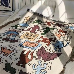 Blankets Blanket Messy Graffiti Outdoor Sofa Covers Camping Tassels Carpet Decoration In Home Dust Cover Picnic Throw Blankets Portable 231013