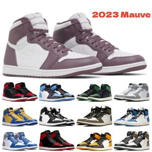 1s Mauve UNC TOE 2024 Scarpe da basket 1s Palomino Satin allevato Lucky Green Sneakers Trainer Sports Sports with Box