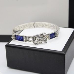 925 Sterling Silber Tiger Kopf Blau Emaille Paar Armband Männer Und Frauen Luxus Marke Exquisite Mode Retro Charme Schmuck Gift216r