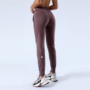 LL-2079 Womens Trousers Yoga Ninth Pants Trainer Excerise Sport Gym Running Casual Long Ankle Banded Pant Elastic High Waist Drawstring