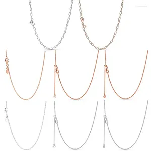 Hängen Original Rose Gold Signature Link Chain Anchor Clasp Basic Necklace For Fashion 925 Sterling Silver Charm Diy Jewelry