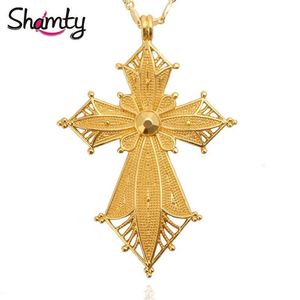 Pendant Necklaces Shamty Habesha Style Ethiopian Necklace No Stone Pure Gold Color African Nigeria Sudan Eritrea Kenya Eretrean Jw268d