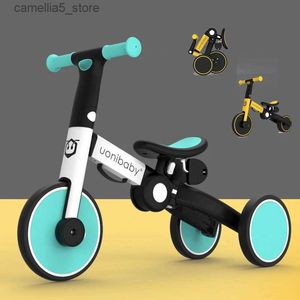 Cyklar Ride-ons Portable Baby Trike 5 I 1 Child Pedal Tricycle Two Wheel Balance Scooter Presschir Outdoor Indoor Trolley Gift for Kids Q231103