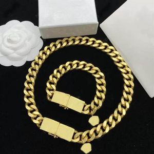 Fashion gold Charm Link Necklaces Chokers for women mens Party jewelry for Couples Lovers engagement gift with box261I