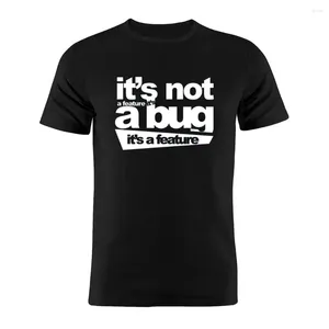 Homens Camisetas Algodão Camisa Unissex Não é um Bug Recurso Desenvolvedor Joke Coder Programador Web Engraçado Geek Presente Tee