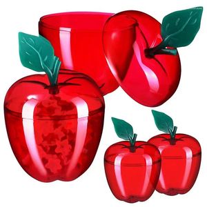 Present Wrap 4st Candy Jar dekorativ återanvändbar kök förvaring container bröllop jul dekor röd äpple plastburk