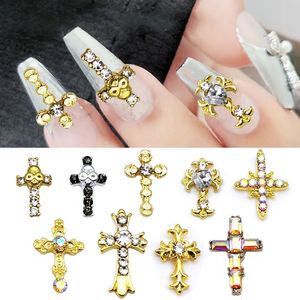 Nail Art Decorations 10 PcsPack of Luxury Cross Jewelry DIY Shiny Zircon Diamond Rhinestone Charm For Accessories Supplies 231017