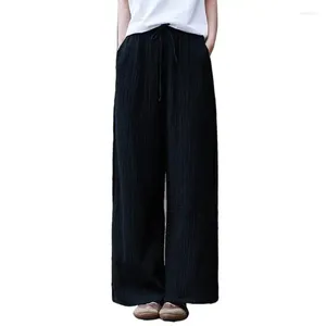 女性用パンツ夏の女性ワイドレッグ長い2023年春秋ハイウエストルーズコットンリネンプラスサイズの快適なソフトズボン