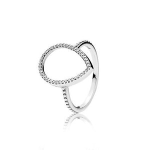 925スターリングシルバーティアティアドロップウェディングリング高品質のボックスセットFashon CZ Diamond Hollow Teardrop Rings for Womenギフトジュエリー238p