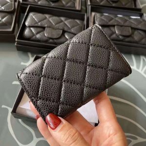 Solid Black Women Purse 2023 New Designer Real Leather Bags Purse Women Luxurious Designer Cowhide Small Wallet Black Simple Mini Card Holder Clutch For Women C4328