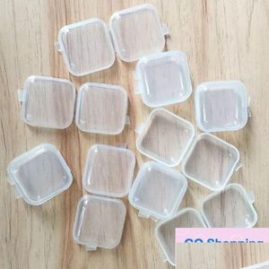 Storage Boxes Bins Wholesale Square Empty Mini Clear Plastic Containers Box Case With Lids Small Jewelry Earplugs Drop De Homefavor Dh84C