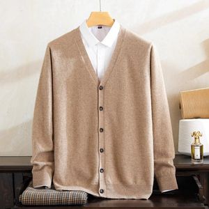 Giacche da uomo Maglione di cashmere Misto cardigan caldo Scollo a V Maglia invernale Top Maglioni di lana maschile Maglioni 231017