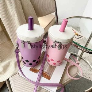 Cross Body New Brand Cute Cartoon Milk Tea Crossbody Bags Quality Pu Bucket Female Shoulder Luxury DesignerTlishyLySlbags