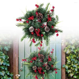 Decorative Flowers Christmas Wreath Garland Decorations 2023 Simulated Rattan With Pine Fruit Berry For Home Merry Party Fireplace Decor