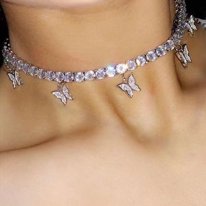 ice out chain choker necklace designer for women butterfly tennis necklace full diamond designer jewelry natural zirconium stone luxury jewelry fashion jewelry