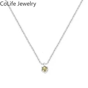 Colares de pingente 925 colar de prata para festa 6mm vvs grau natural peridot sem desbotamento 3 camadas 18k banhado a ouro jóias 231017