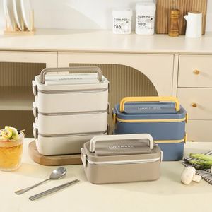 Bento Boxes 304 stainless steel lunch box multi layer portable Sealed lunch box Large capacity student microwave oven bento food containers 231013