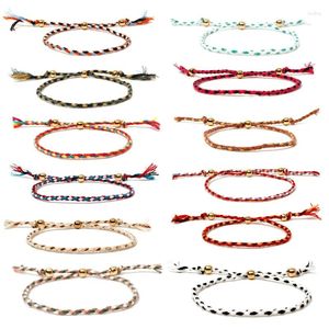 Link Bracelets 10Pcs/Set Colored Thread Handmade Braided Bracelet Adjustable Couple Jewelry Gifts For Friend Women Men Bangles