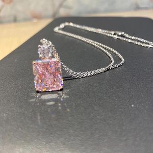 Pendant Necklaces Huitan Luxury Pink Cubic Zirconia Necklace Ly Designed Women Neck Accessories Wedding Party Temperament Lady Jewelry