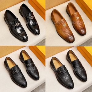 Designers Shoes Men Loafers Genuine Leather Brown black Mens Designer Dress Shoes Slip On Wedding Shoes with box 38-45